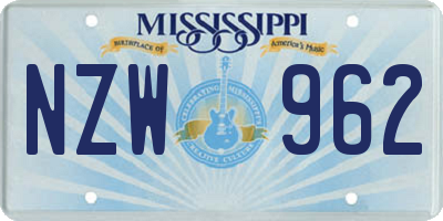 MS license plate NZW962