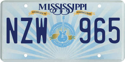 MS license plate NZW965
