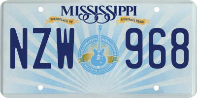MS license plate NZW968
