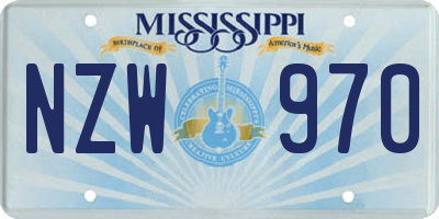 MS license plate NZW970