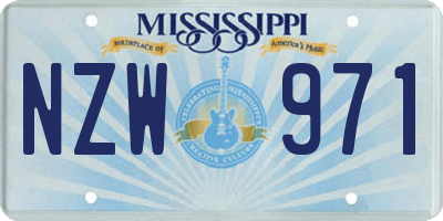 MS license plate NZW971