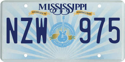 MS license plate NZW975