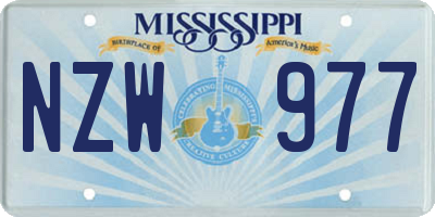 MS license plate NZW977
