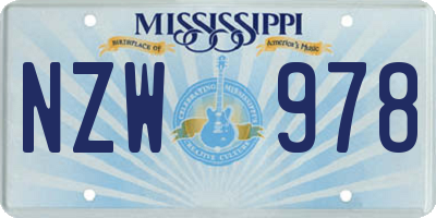 MS license plate NZW978