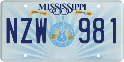 MS license plate NZW981