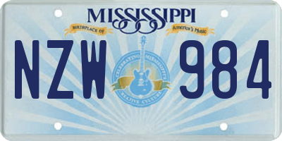 MS license plate NZW984