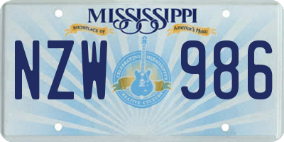 MS license plate NZW986