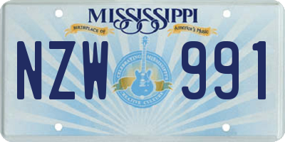 MS license plate NZW991
