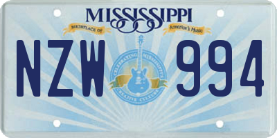 MS license plate NZW994