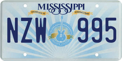 MS license plate NZW995