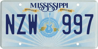 MS license plate NZW997