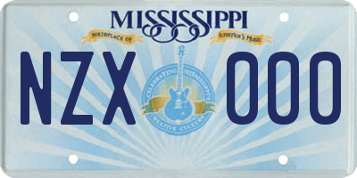 MS license plate NZX000