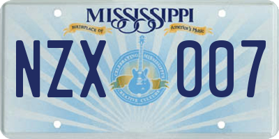MS license plate NZX007