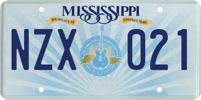 MS license plate NZX021