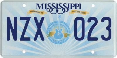 MS license plate NZX023