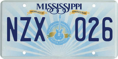 MS license plate NZX026