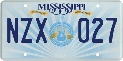 MS license plate NZX027