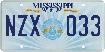 MS license plate NZX033