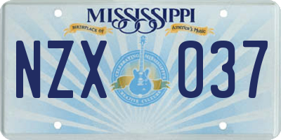 MS license plate NZX037
