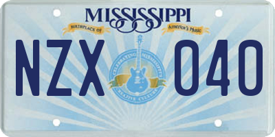 MS license plate NZX040