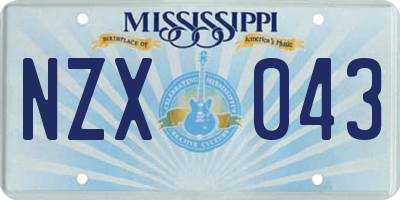 MS license plate NZX043