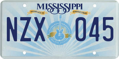 MS license plate NZX045
