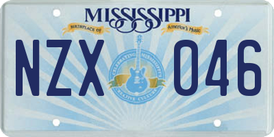 MS license plate NZX046
