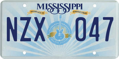 MS license plate NZX047