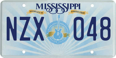 MS license plate NZX048