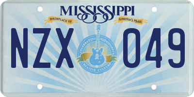 MS license plate NZX049