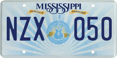 MS license plate NZX050