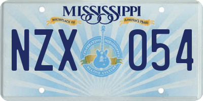 MS license plate NZX054