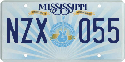 MS license plate NZX055