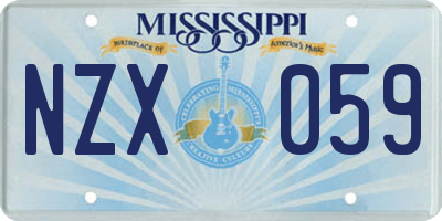 MS license plate NZX059