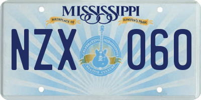 MS license plate NZX060