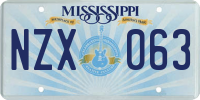 MS license plate NZX063