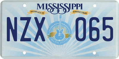 MS license plate NZX065