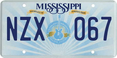 MS license plate NZX067