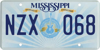 MS license plate NZX068