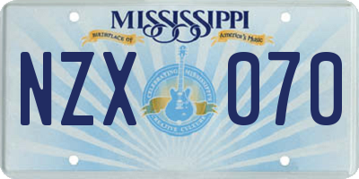 MS license plate NZX070