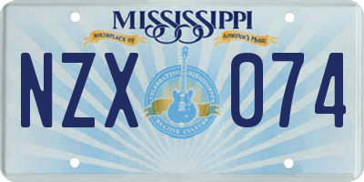 MS license plate NZX074