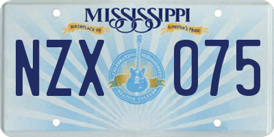 MS license plate NZX075