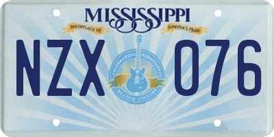 MS license plate NZX076