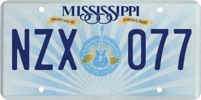 MS license plate NZX077