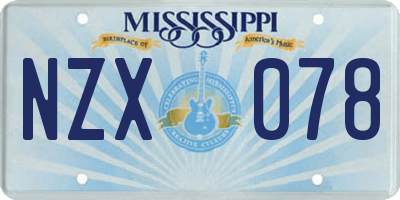MS license plate NZX078