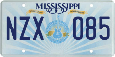 MS license plate NZX085