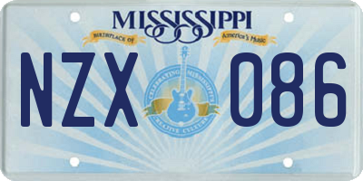 MS license plate NZX086