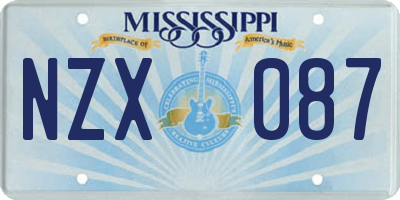 MS license plate NZX087