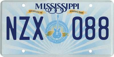 MS license plate NZX088
