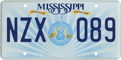 MS license plate NZX089